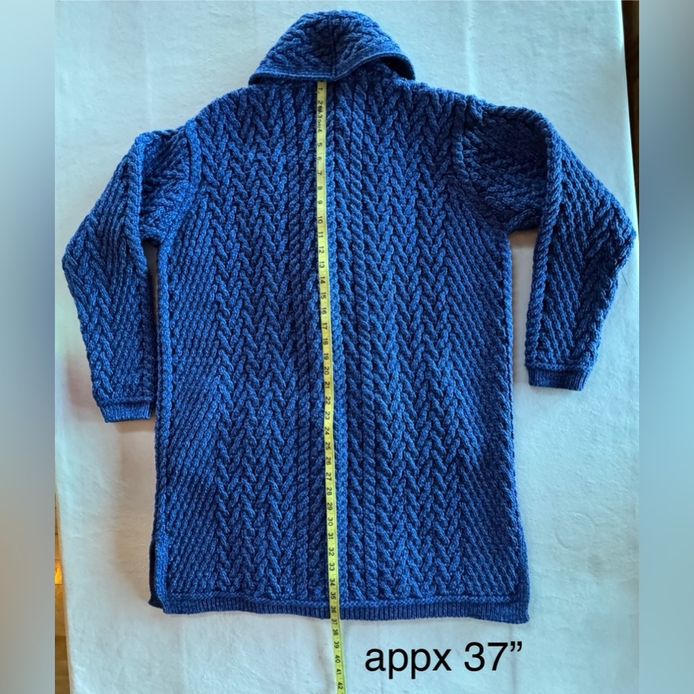 NWT Aran Crafts Blue Open-Front Merino Wool Sweater Cardigan (XXL 22W-24W) - Picture 13 of 17